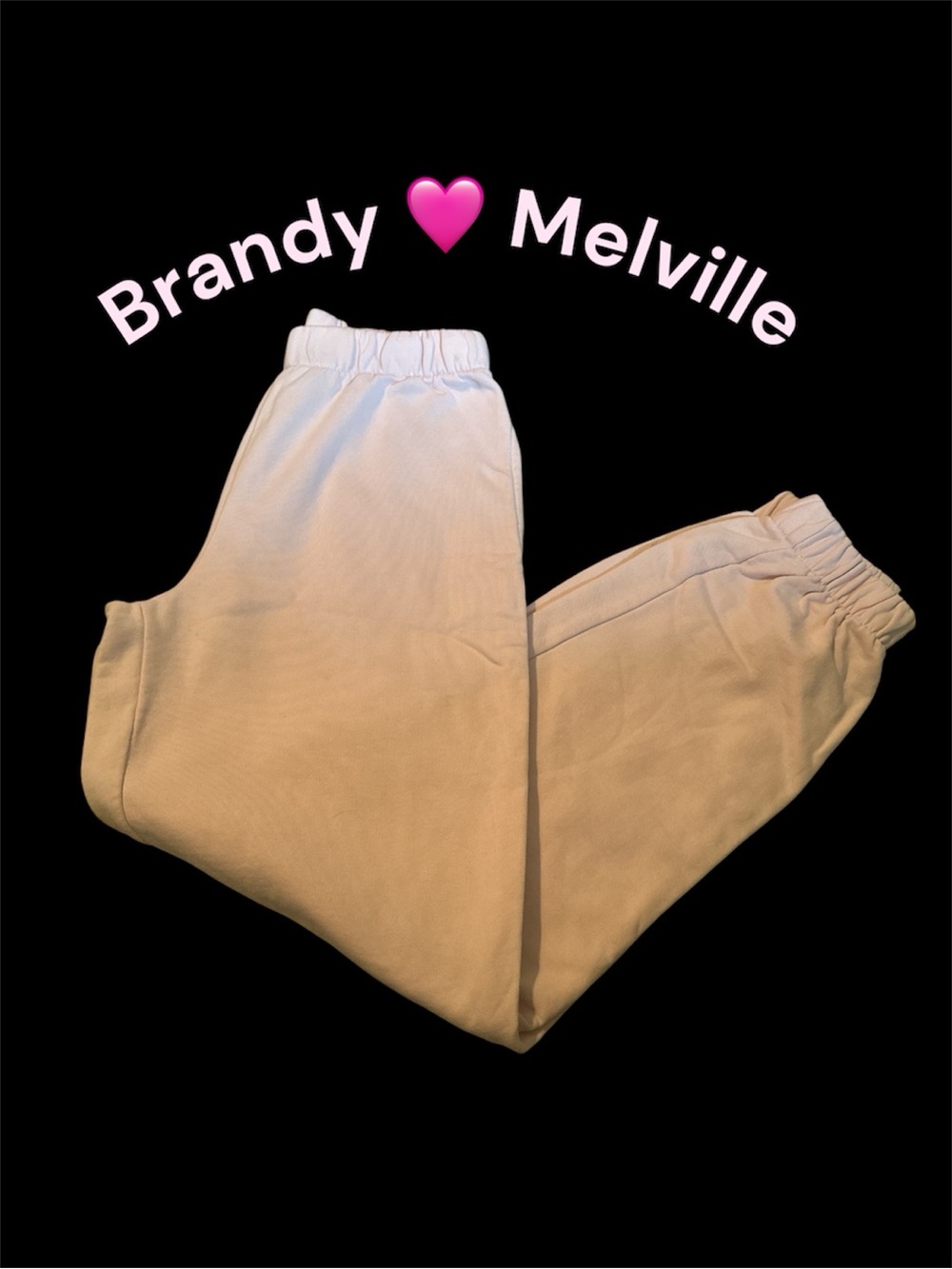 Brandy Melville Cream Elastic Waist Joggers